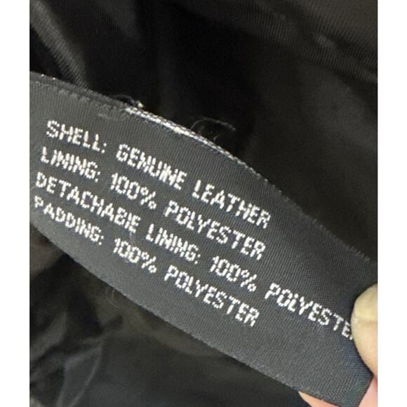 Men’s Leather MotoCross Racing Jacket Size L Black/Gold Patches Zip Front - Picture 3 of 14